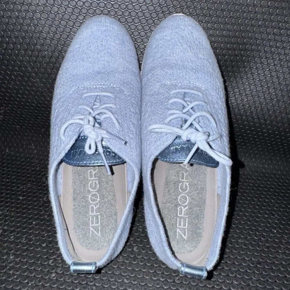 Cole Haan OriginalGrand Wool Stitchlite Wingtip Blue Oxford Shoes Women Size 7.5